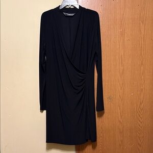 Norma Kamali Black Long Sleeve Draped Dress
